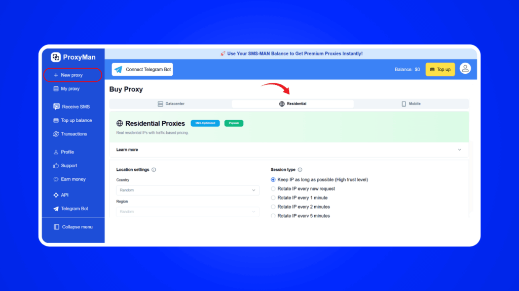 new proxy tab